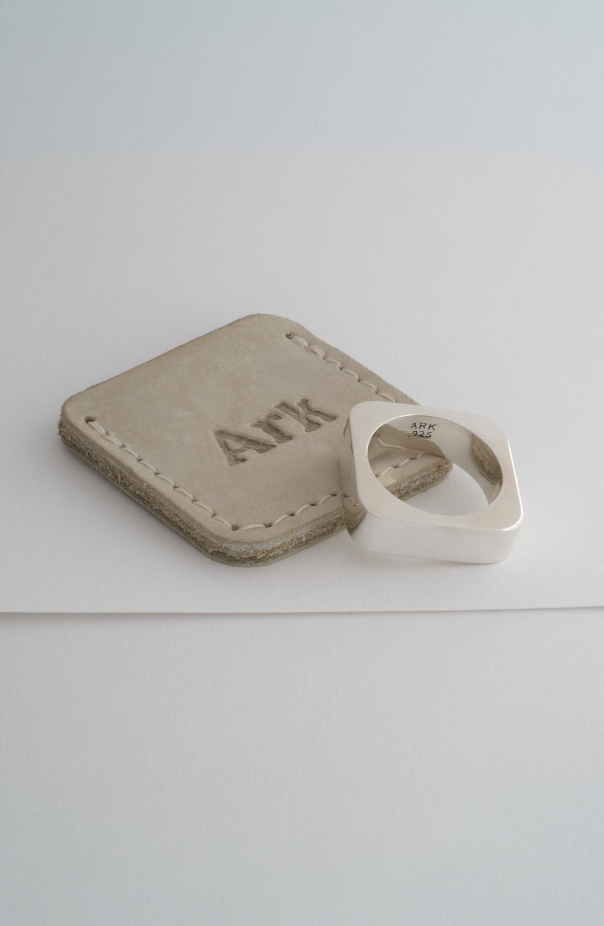 Square Ring detail view in polished sterling silver